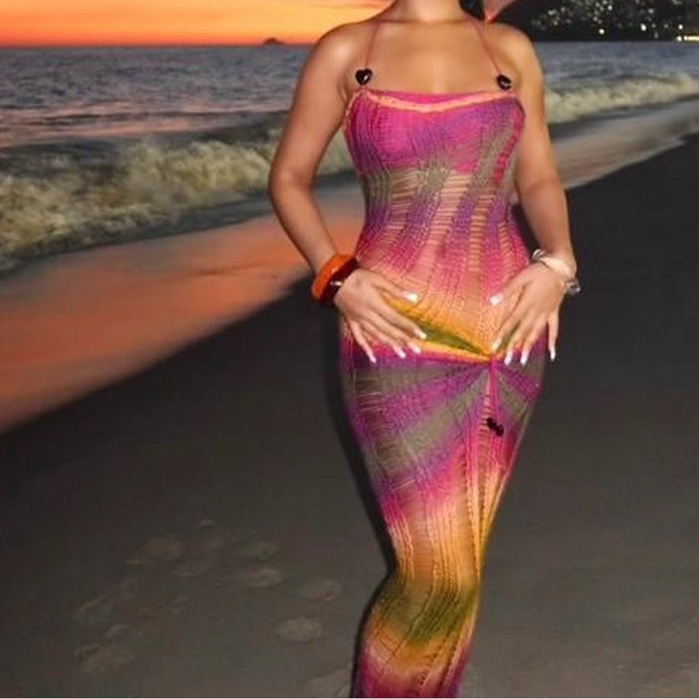 Multicolor Knit Beach Dress